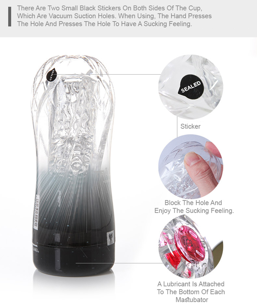 (Black) Male Masturbator Cup Soft Pussy Sex Toys Transparent Vagina Adult Endurance Exercise Sex Products Erotic Adult Supplies Vacuum Pocket Cup Masturbation for Men