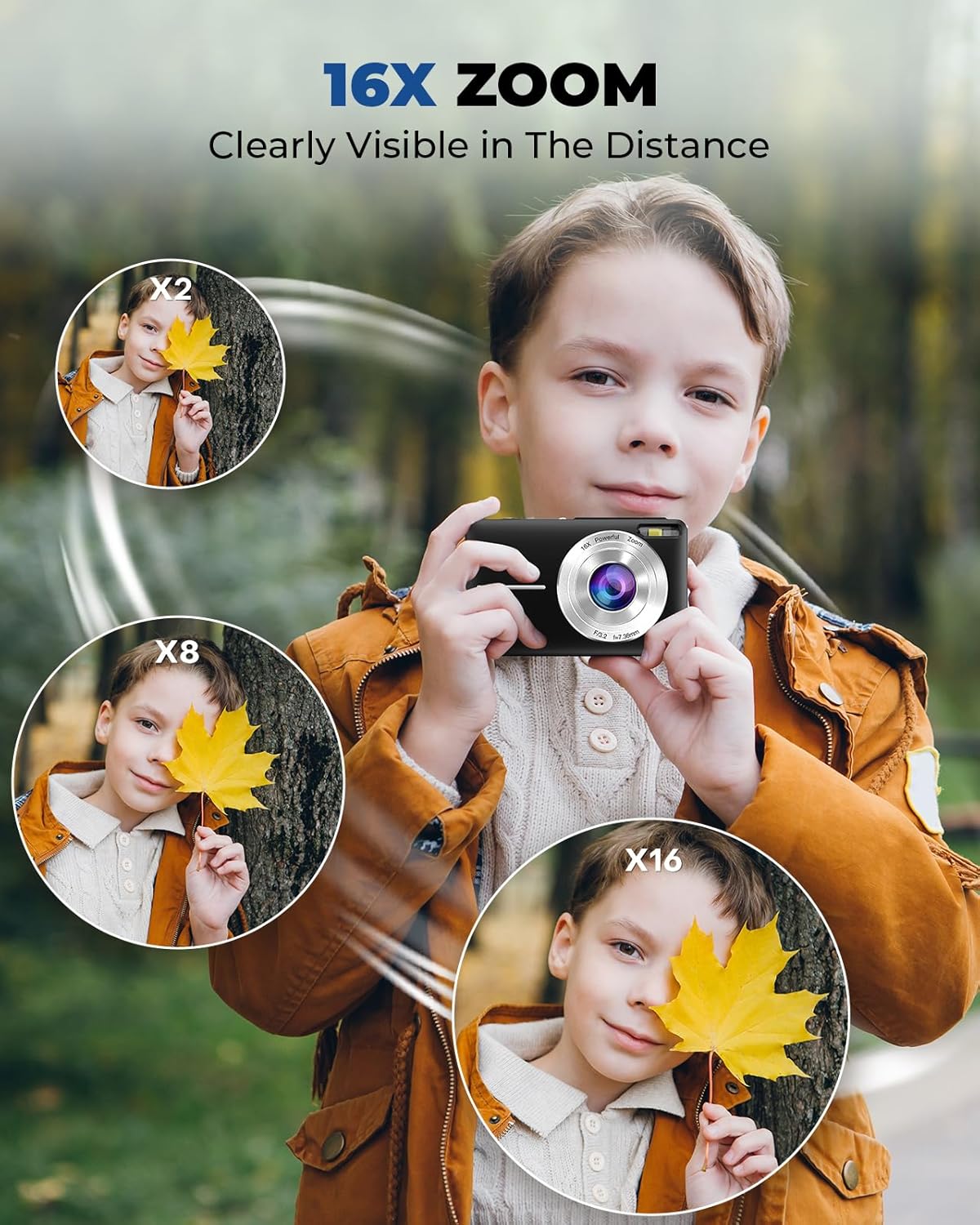 Digital Camera Camera Rechargeable Portable Mini Cameras FHD 1080P 44MP Compact Cameras with 16X Digital Zoom