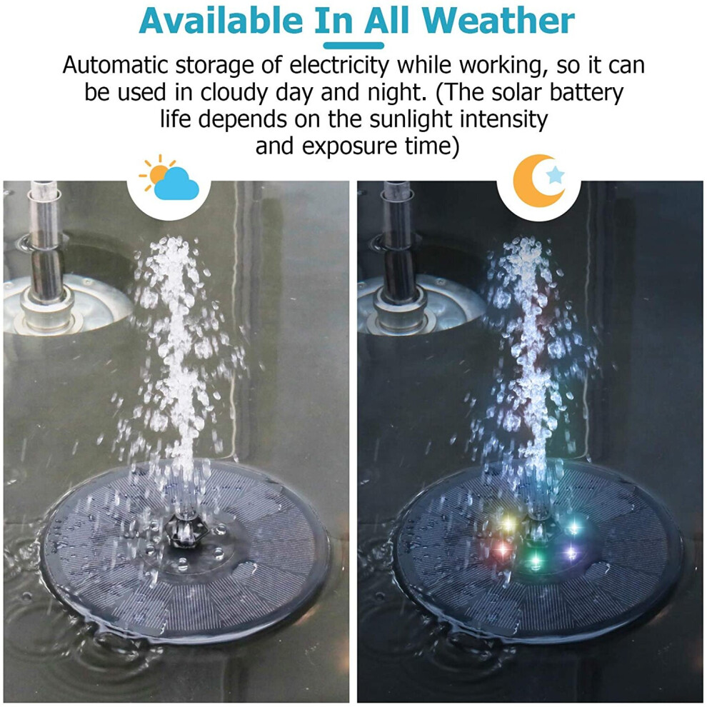 Solar Panel Powered Water Feature Plants Pump Garden Pool Pond Aquarium Fountain Water Pump with LED Lights