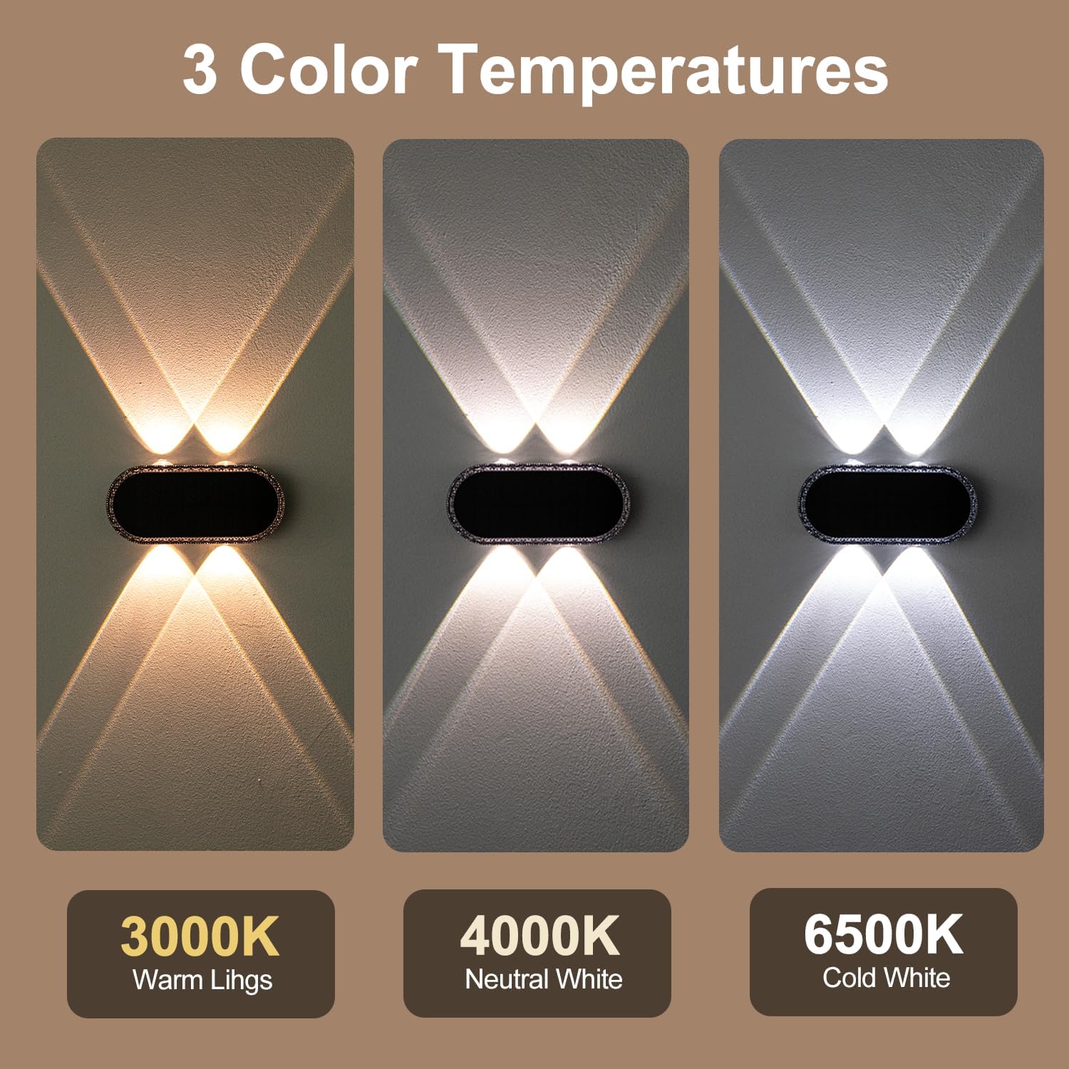 (4 PCS) Solar Fence Lights Outdoor Solar Up and Down Wall Lights with Dual LEDs IP65 Waterproof & 3 Colour Modes with Crystal Cut Design Garden Patio Pathway Decoration