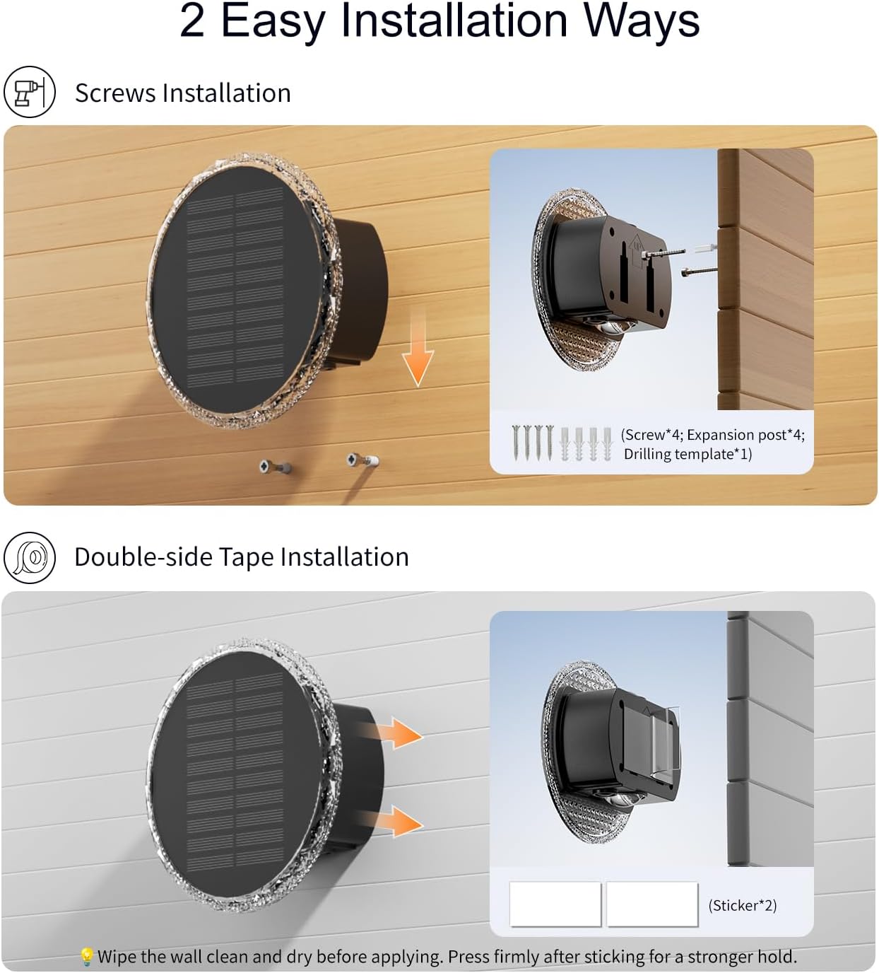 (6 PCS) Solar Lights Outdoor Garden Round Solar Wall Lights with Up and Down Lighting IP65 Waterproof 3 Colour Modes for Fence Patio Backyard Pathway Decorations