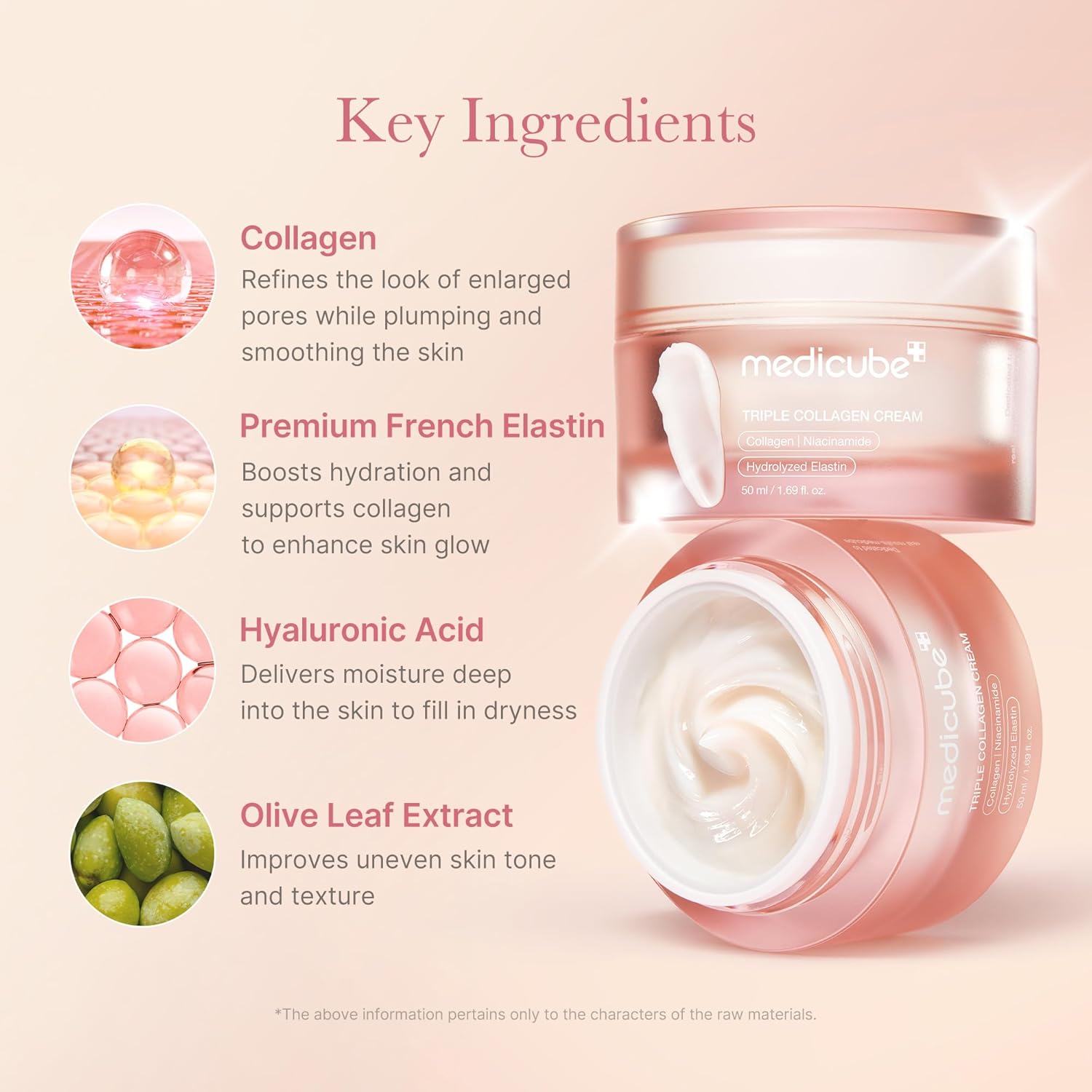 medicube Triple Collagen Cream 50ml Hydrating Niacinamide Elastin Firming Moisturizer Hyaluronic Acid Shea Butter Wrinkle Care Boosts Elasticity Korean Skincare