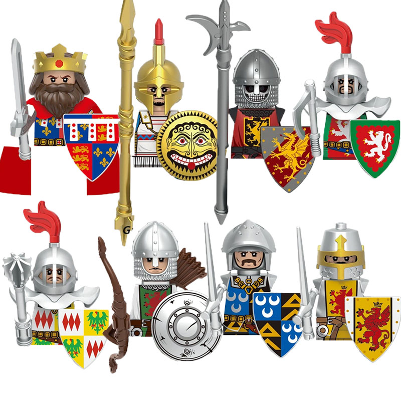 (Style D) Medieval Soldier Movie Figures Building Block Greek Roman Knight Infantry Weapon Armor Accessories Shield Bow Arrows Toy Gift