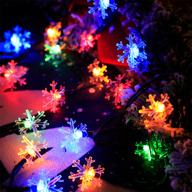 Solar LED Snowflake String Lights 8 Modes Waterproof Fairy String Lights Outdoor Festive Patio Holiday Garden Decor