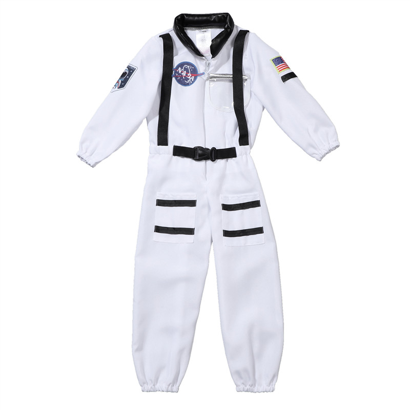 (130CM) Kids Astronaut Costume Role Play Spaceman Suit Halloween Performance Outfit Boys and Girls Campus holiday Party Clothes