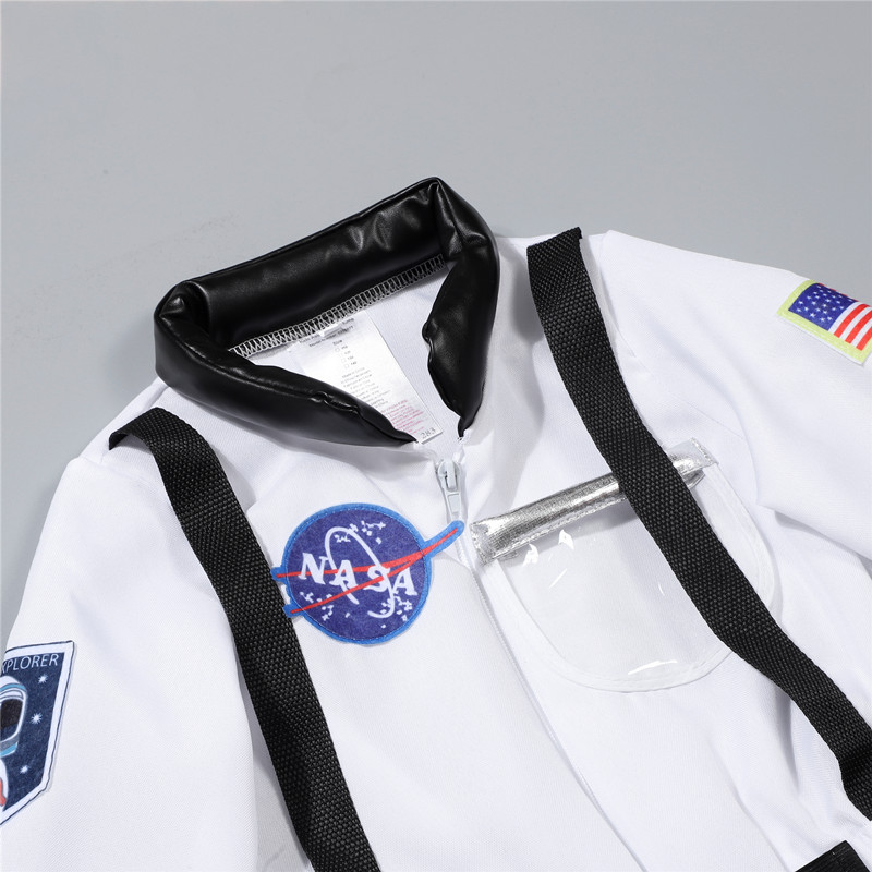 (130CM) Kids Astronaut Costume Role Play Spaceman Suit Halloween Performance Outfit Boys and Girls Campus holiday Party Clothes