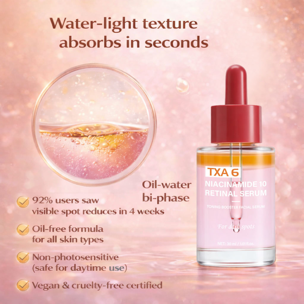 Tranexamic Acid 6 Percent Niacinamide 10 Percent Retinol Face Serum For Brightening Smoothing And Skin Renewal Treatment 30ml
