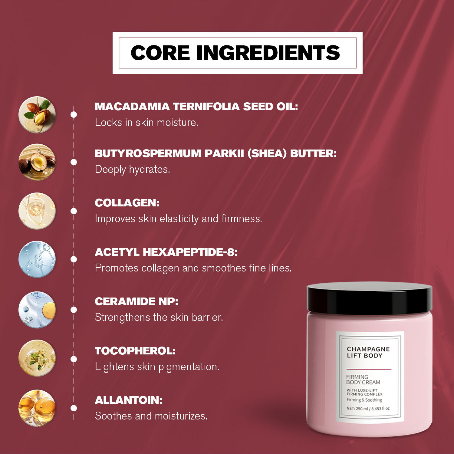 Pink Firming Body Cream Floral Scent Moisturizing Nourishing Tightening Lotion For Daily Post Shower Skincare Routine 250g