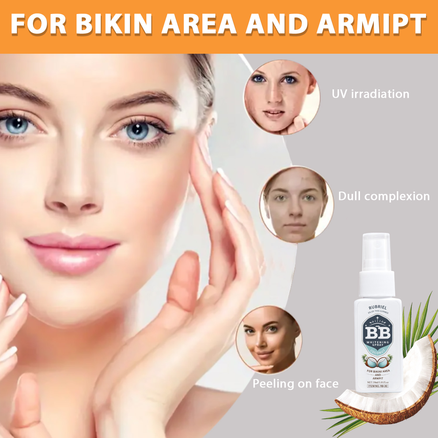 BB Spray Foundation Mist Coconut Scent Fine Texture Waterproof Sweatproof Isolation Primer Natural Finish Daily Quick Makeup 30ml
