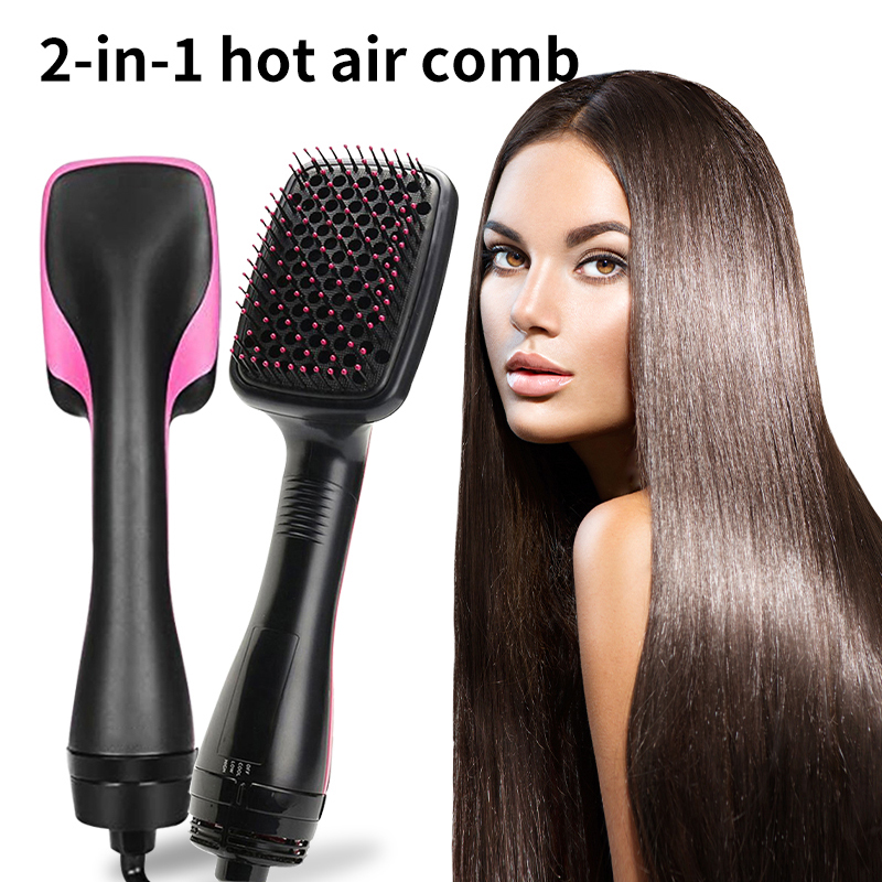One Step Hair Dryer & Volumizer Professional Straightening Curling Paddle Brush 2 In 1 Air Cushion Brush For Women Hot Air Brush