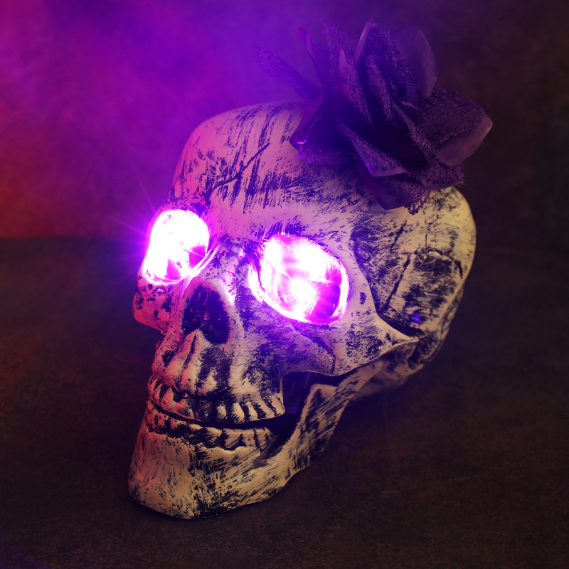(Skull And Crow) Ground Insert Skull Ornament Ghost Hand Bone Realistic Skull Halloween Decor Prop Display