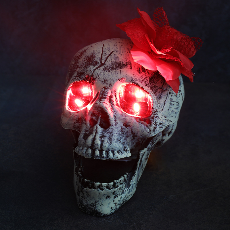 (Skull And Crow) Ground Insert Skull Ornament Ghost Hand Bone Realistic Skull Halloween Decor Prop Display