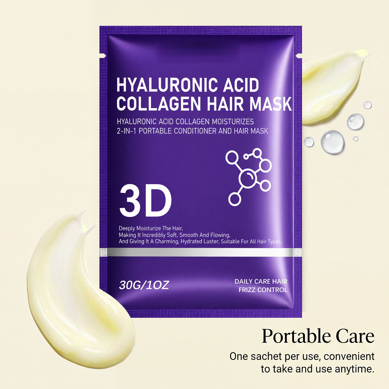 Hyaluronic Acid Moisturizing Hair Mask Nourish Dry Hair Hydrate Soften Repair Damaged Hair Strands Care Scalp And Tresses