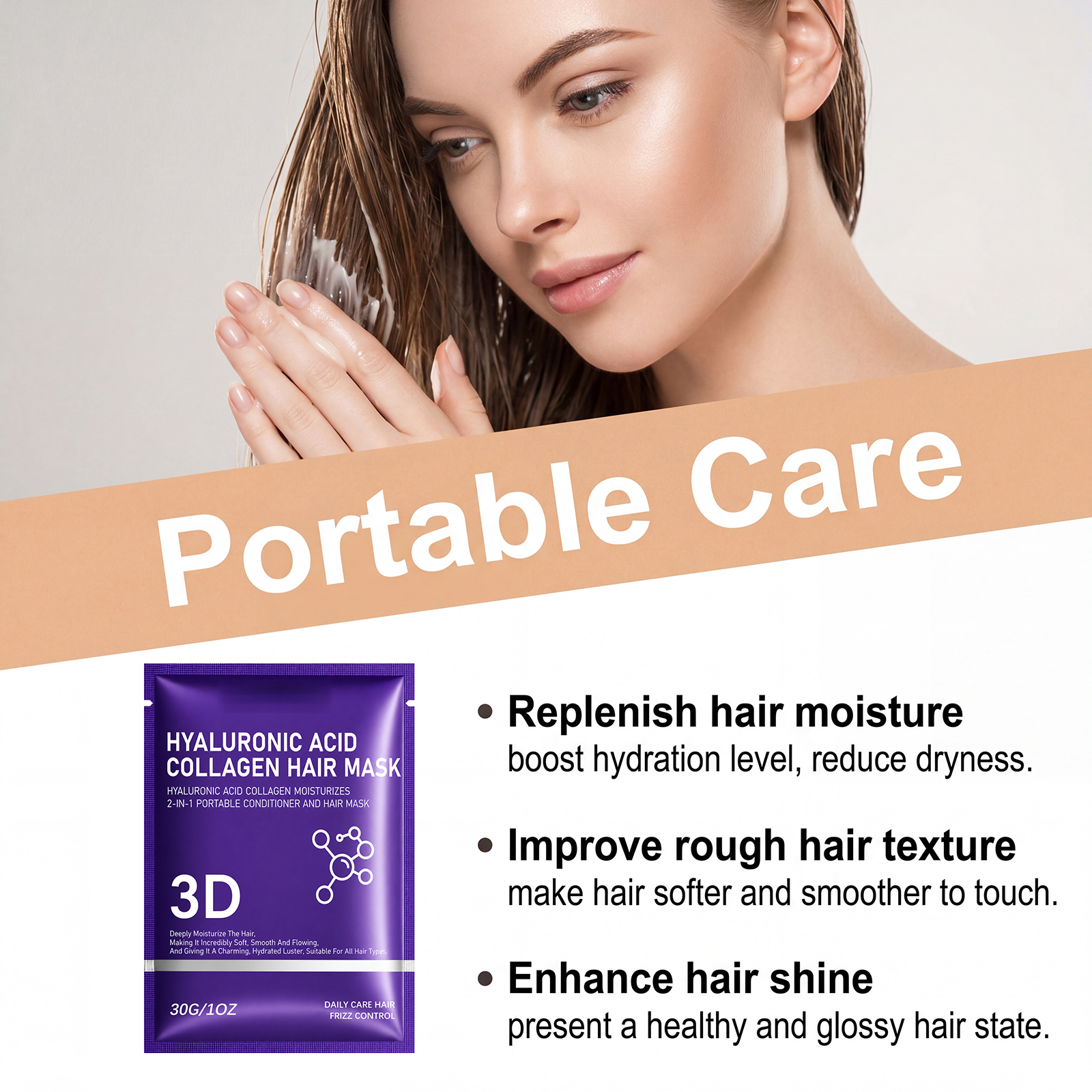 Hyaluronic Acid Moisturizing Hair Mask Nourish Dry Hair Hydrate Soften Repair Damaged Hair Strands Care Scalp And Tresses