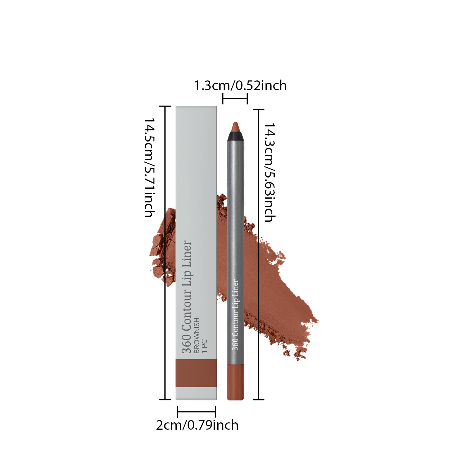 Brown Waterproof Lip Liner Pen Vivid Color Silky Smudge Proof Natural Lightweight Plump Lip Cosmetic