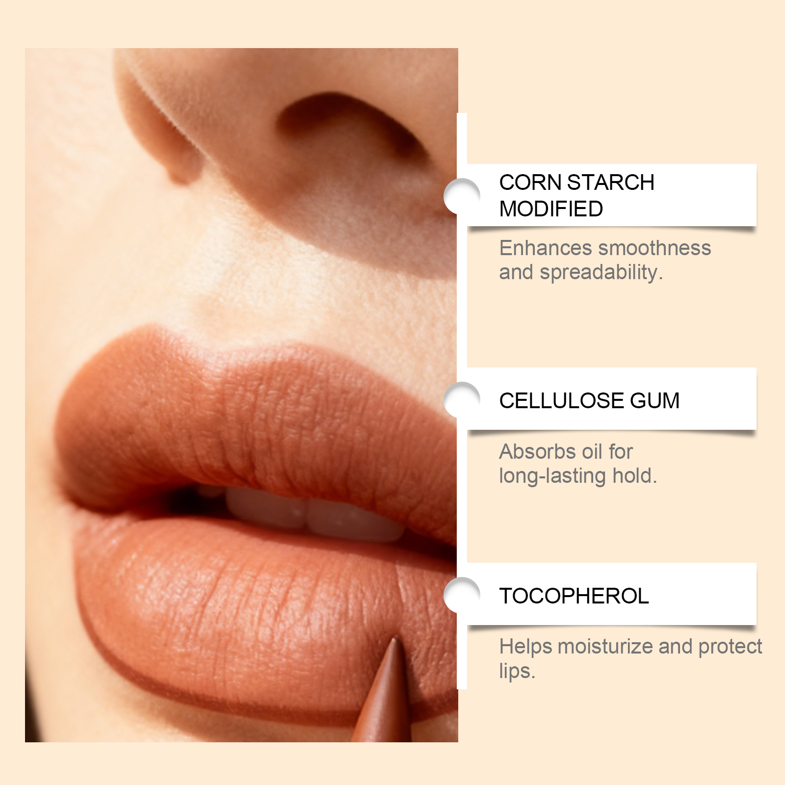 Brown Waterproof Lip Liner Pen Vivid Color Silky Smudge Proof Natural Lightweight Plump Lip Cosmetic