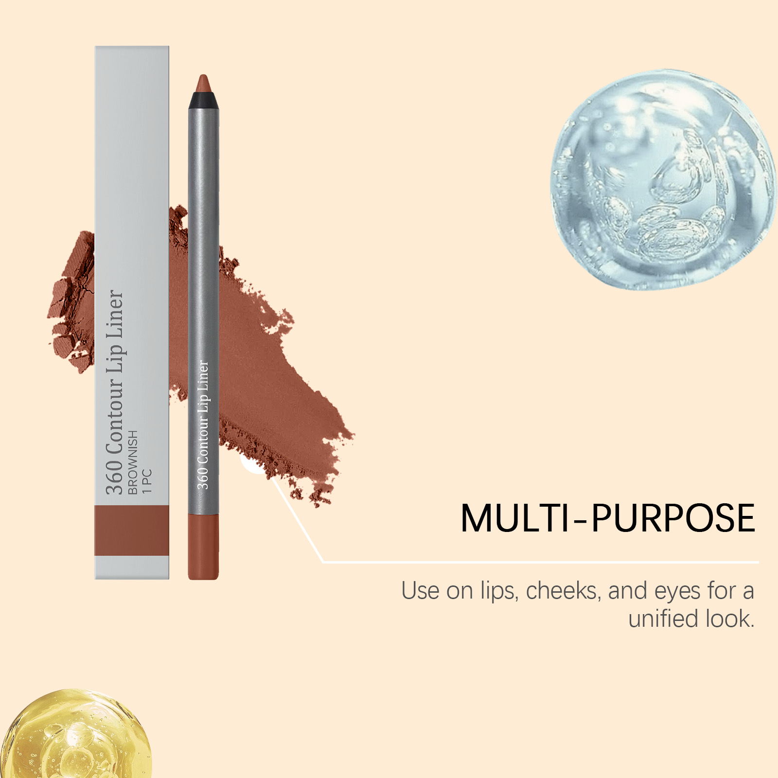Brown Waterproof Lip Liner Pen Vivid Color Silky Smudge Proof Natural Lightweight Plump Lip Cosmetic