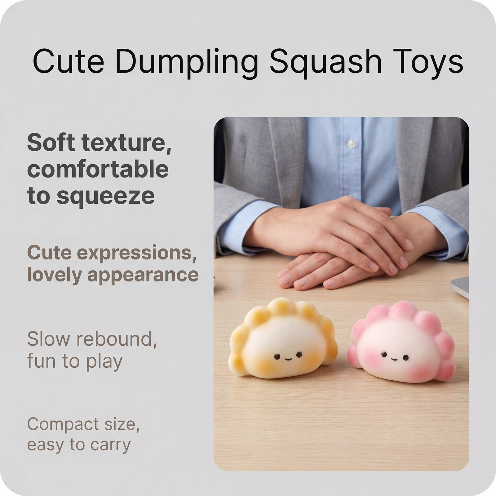 (Yellow) Cute Dumpling Squishy Toy Cartoon Shaped Soft Comfortable Hand Feel Daily Fun Stress Relief Pastime Plaything