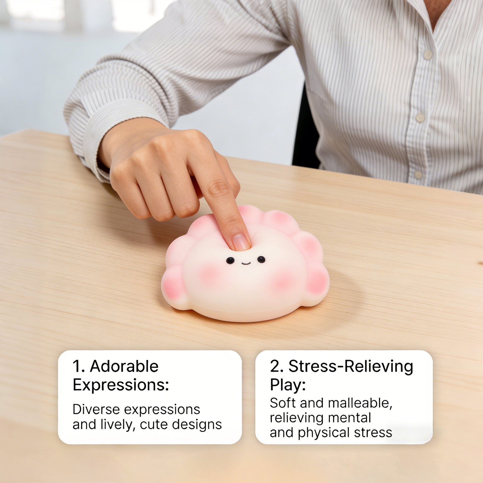 (Yellow) Cute Dumpling Squishy Toy Cartoon Shaped Soft Comfortable Hand Feel Daily Fun Stress Relief Pastime Plaything