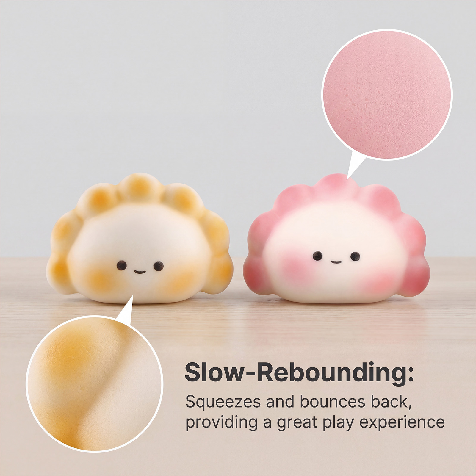 (Yellow) Cute Dumpling Squishy Toy Cartoon Shaped Soft Comfortable Hand Feel Daily Fun Stress Relief Pastime Plaything