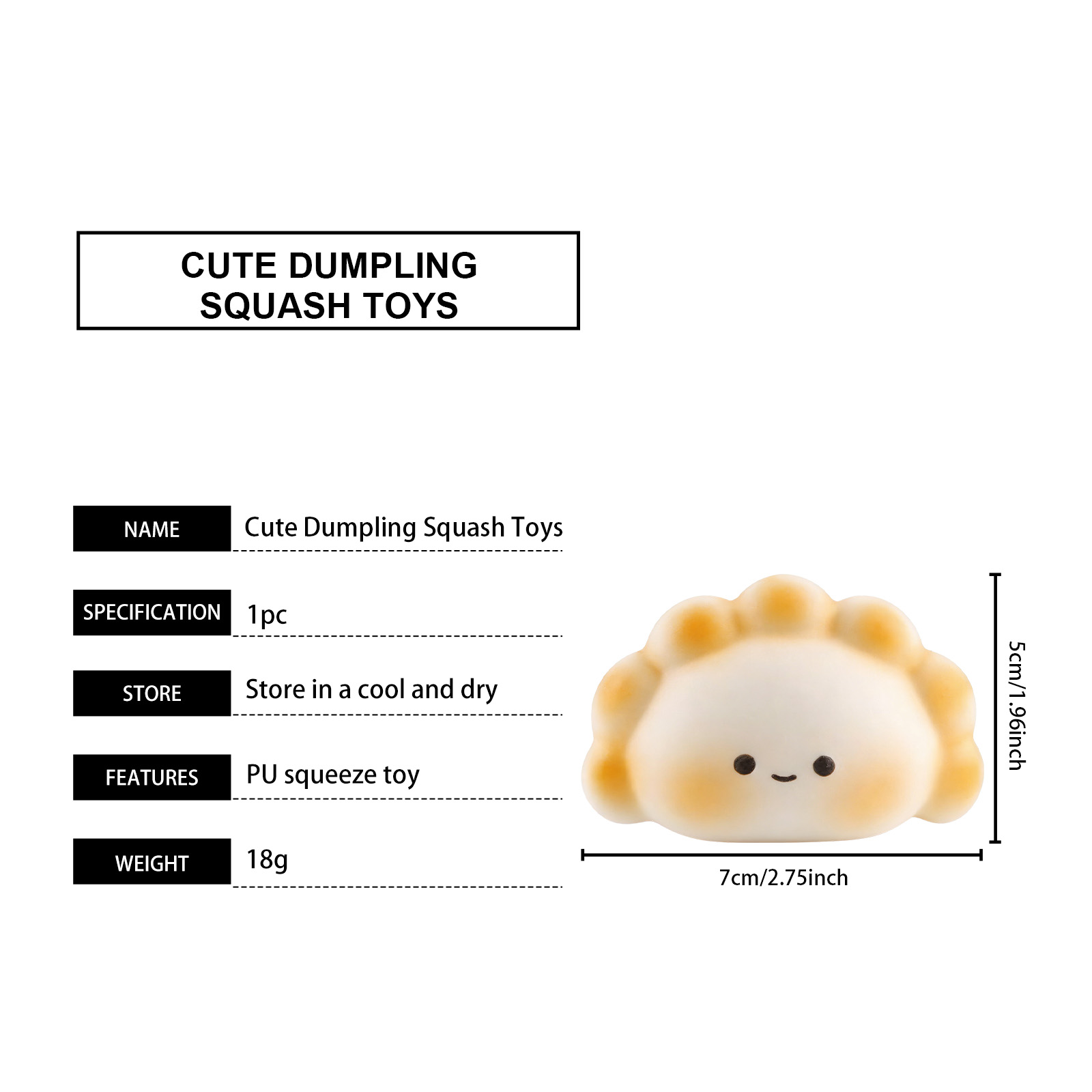 (Yellow) Cute Dumpling Squishy Toy Cartoon Shaped Soft Comfortable Hand Feel Daily Fun Stress Relief Pastime Plaything
