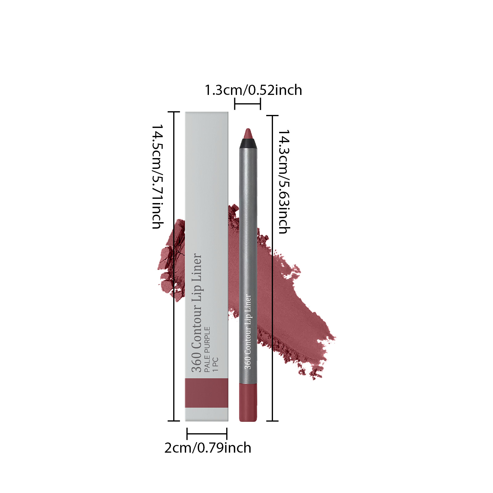 (Purple) Brown Waterproof Lip Liner Pen Vivid Color Silky Smudge Proof Natural Lightweight Plump Lip Cosmetic