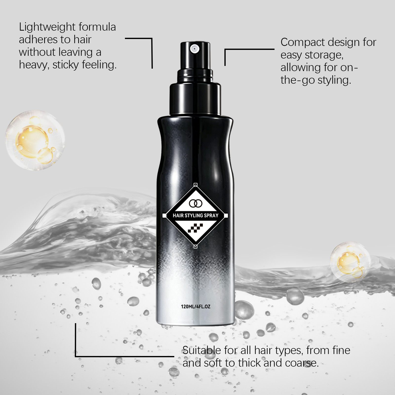 No Rinse Volumizing Styling Spray Natural Fluffy Soft Shiny Easy Manageable Human Hair Tresses Locks