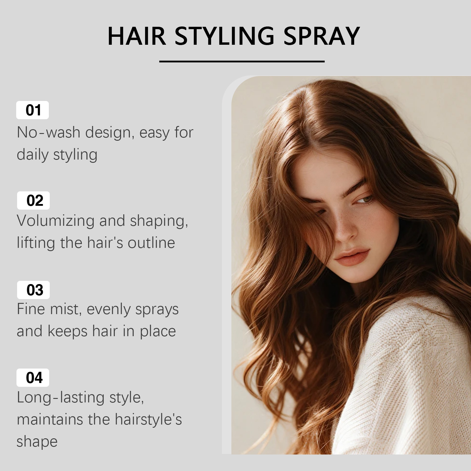 No Rinse Volumizing Styling Spray Natural Fluffy Soft Shiny Easy Manageable Human Hair Tresses Locks