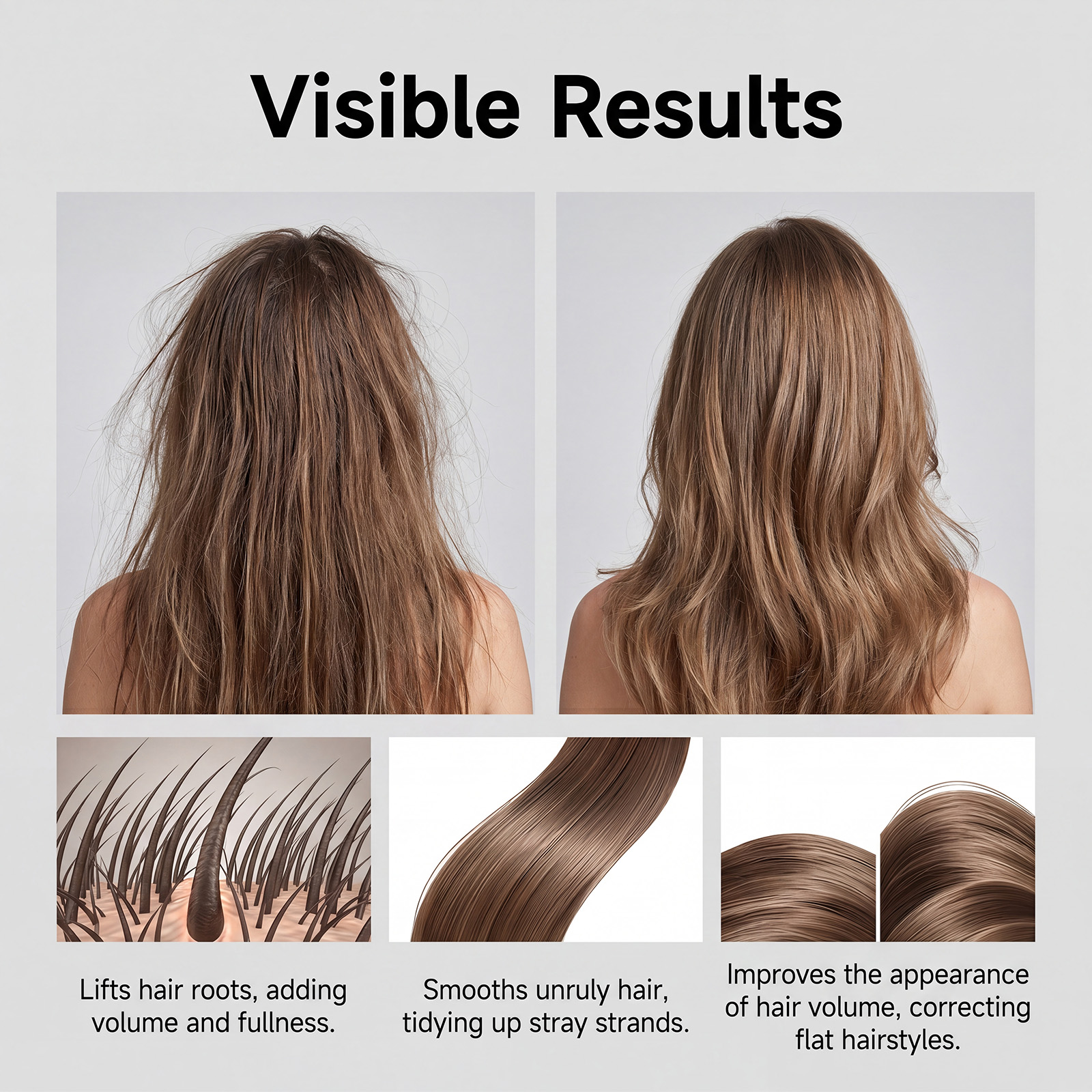 No Rinse Volumizing Styling Spray Natural Fluffy Soft Shiny Easy Manageable Human Hair Tresses Locks