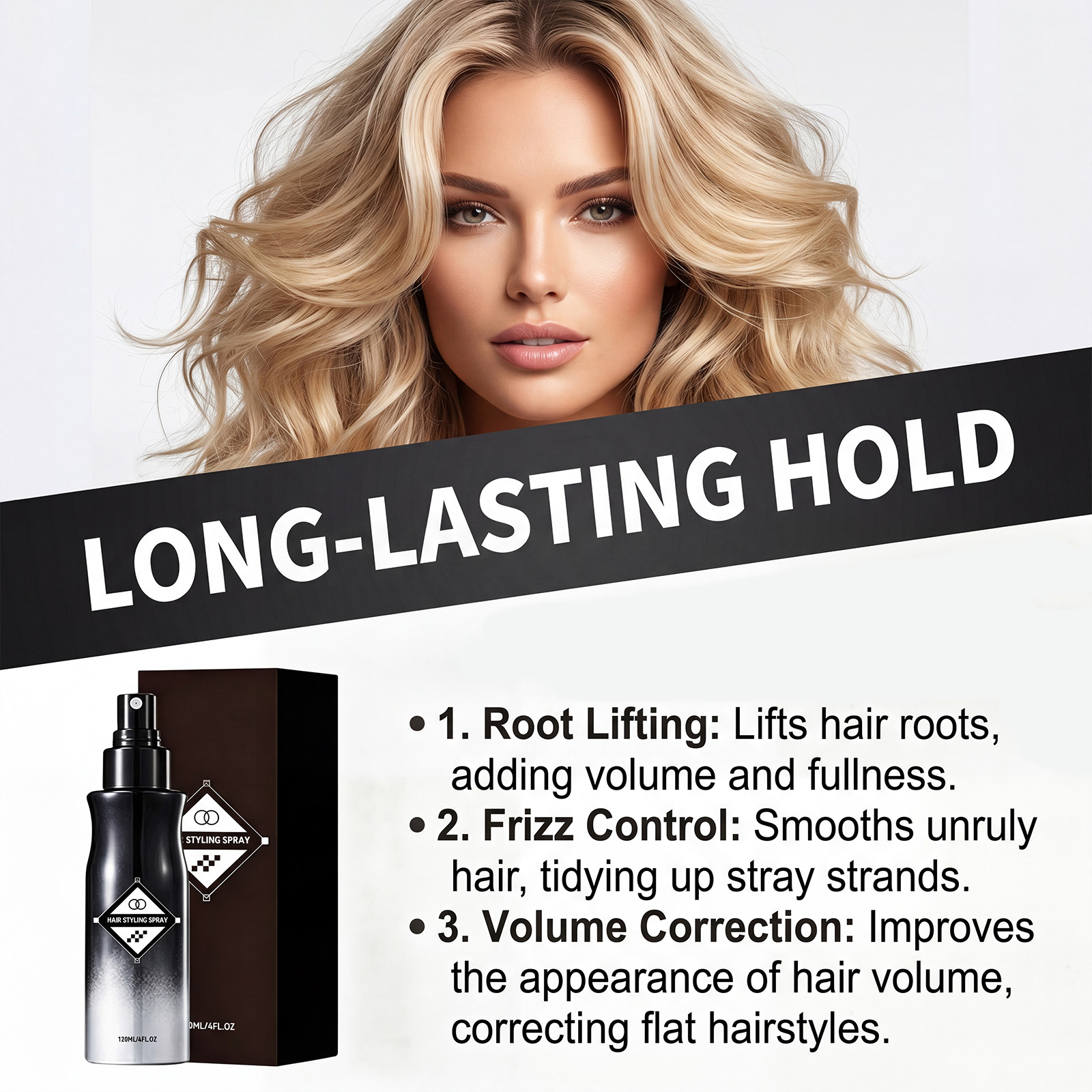 No Rinse Volumizing Styling Spray Natural Fluffy Soft Shiny Easy Manageable Human Hair Tresses Locks