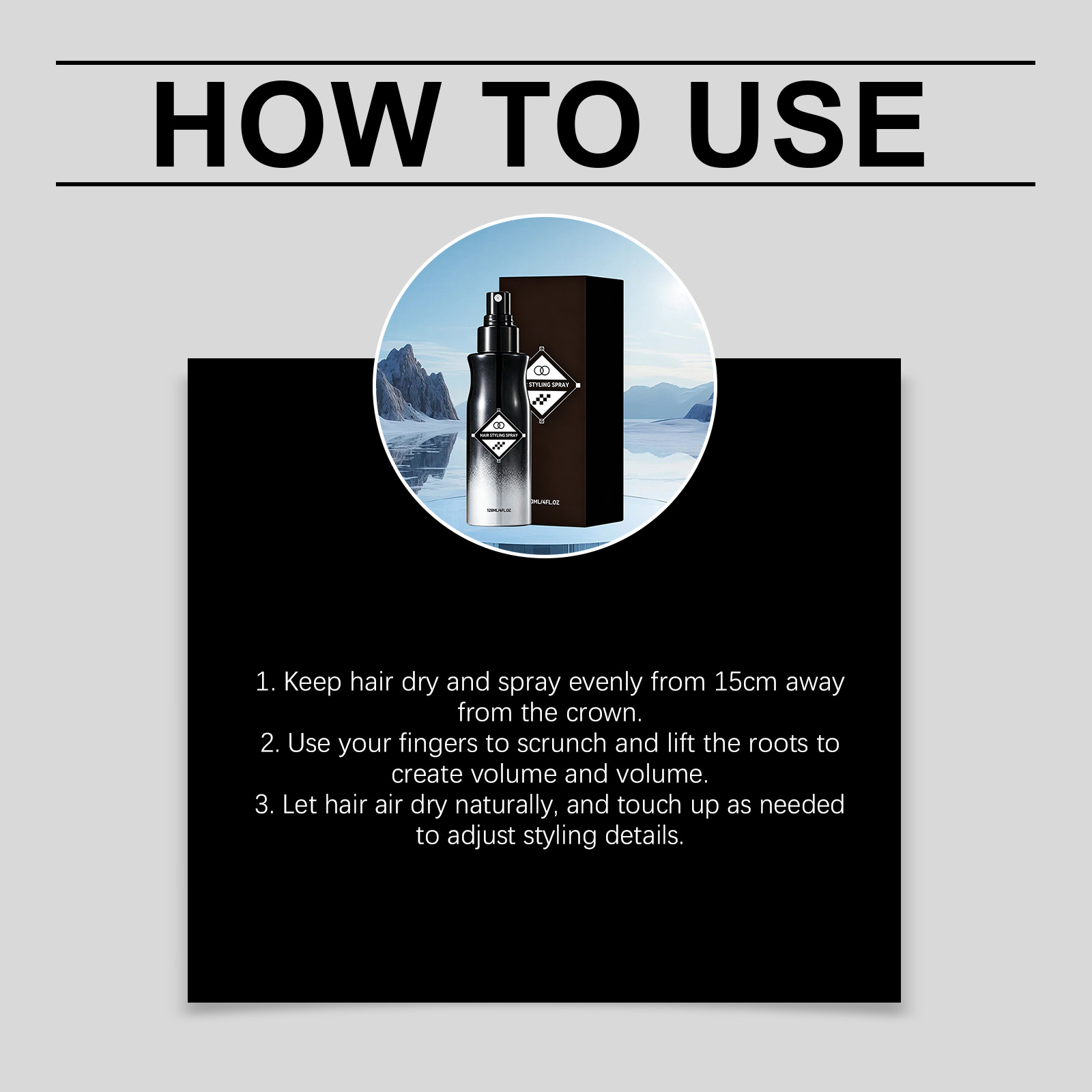 No Rinse Volumizing Styling Spray Natural Fluffy Soft Shiny Easy Manageable Human Hair Tresses Locks