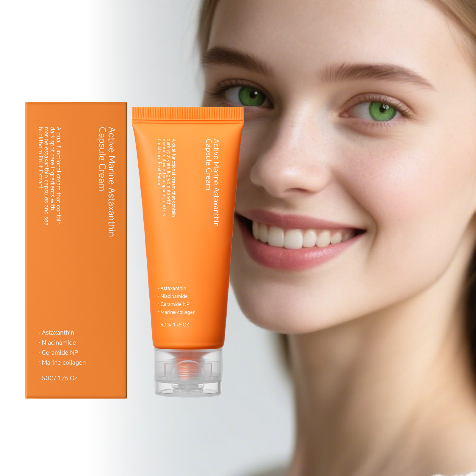 Astaxanthin Capsule Facial Cream Brighten Soft Smooth Delicate Comfort Light Absorb Skin Care Lotion Beauty Daily