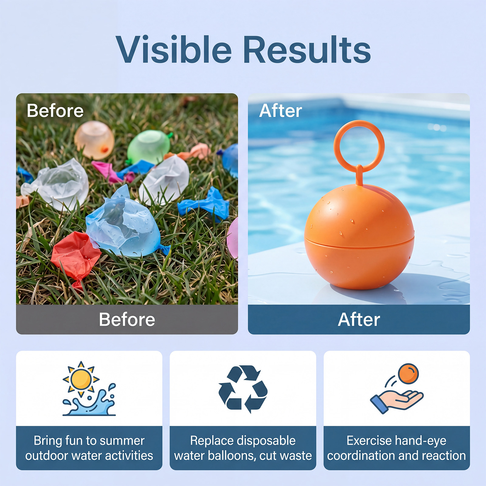 (Rose Red) Silicone Ring Water Ball Toy Summer Water Play Reusable Fun Beach Pool Water Fight Universal For All Scenes