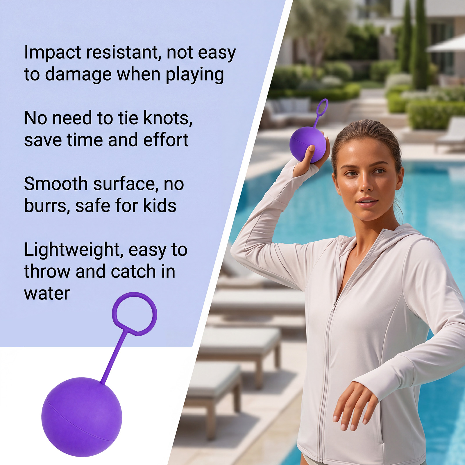 (Rose Red) Silicone Ring Water Ball Toy Summer Water Play Reusable Fun Beach Pool Water Fight Universal For All Scenes