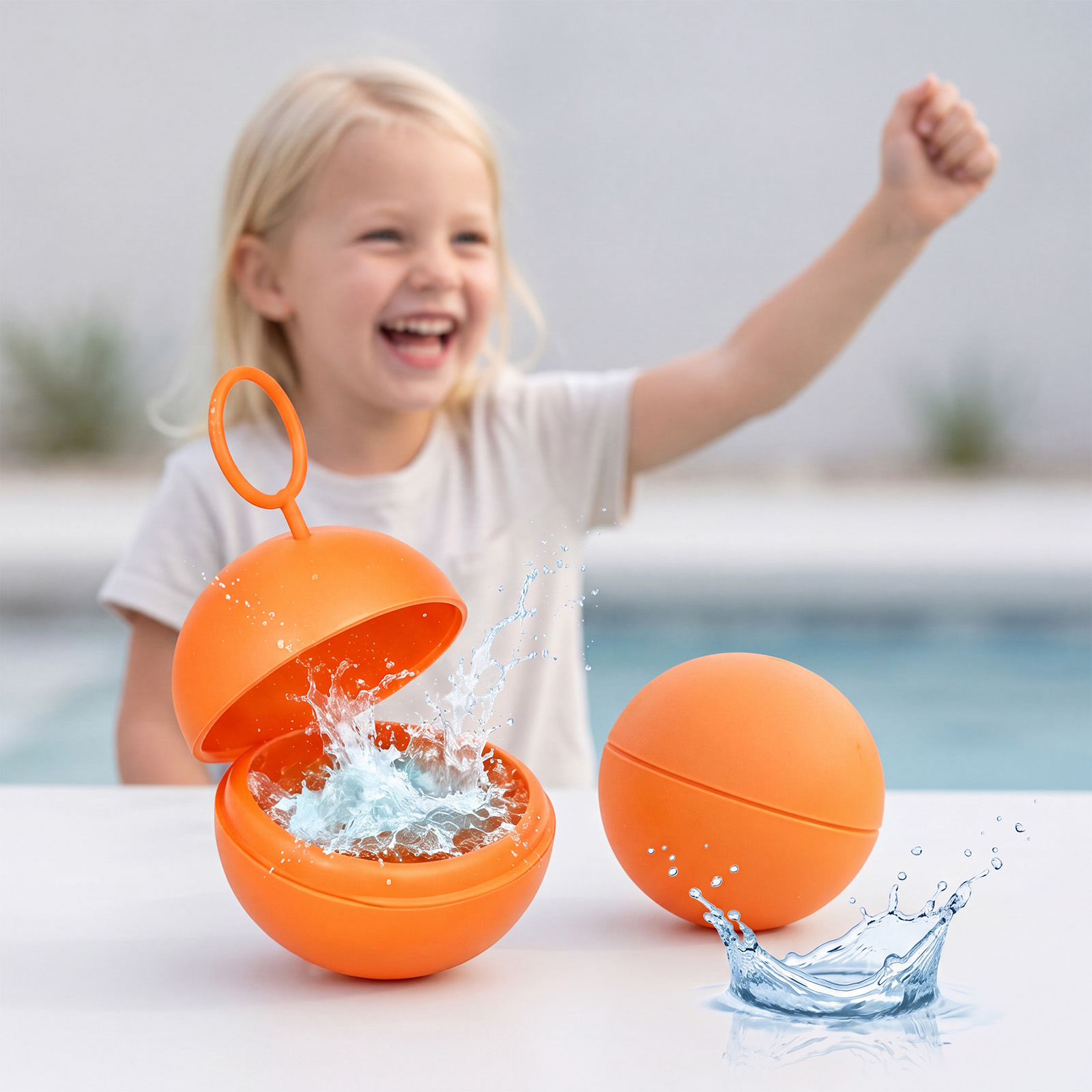 (Rose Red) Silicone Ring Water Ball Toy Summer Water Play Reusable Fun Beach Pool Water Fight Universal For All Scenes