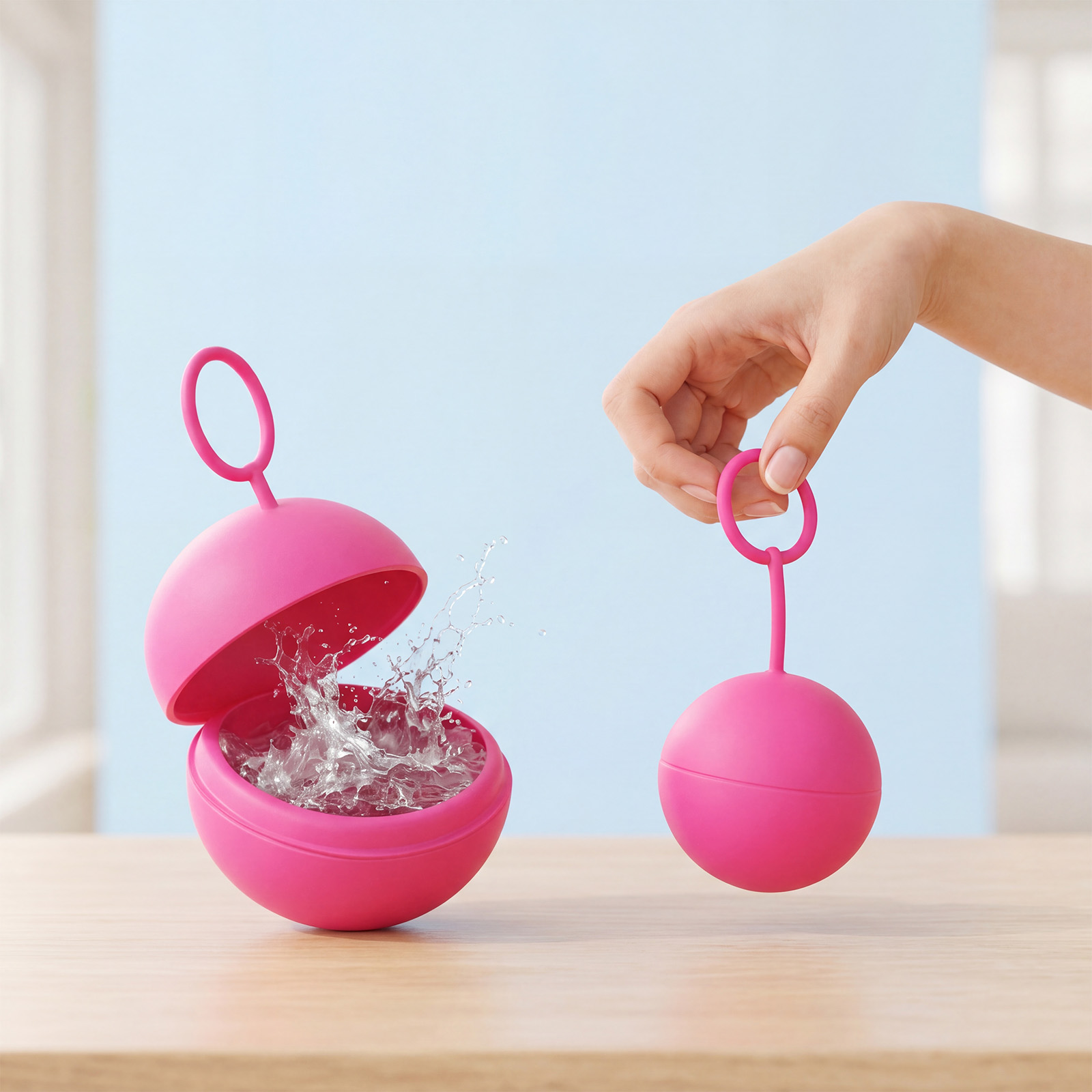 (Rose Red) Silicone Ring Water Ball Toy Summer Water Play Reusable Fun Beach Pool Water Fight Universal For All Scenes