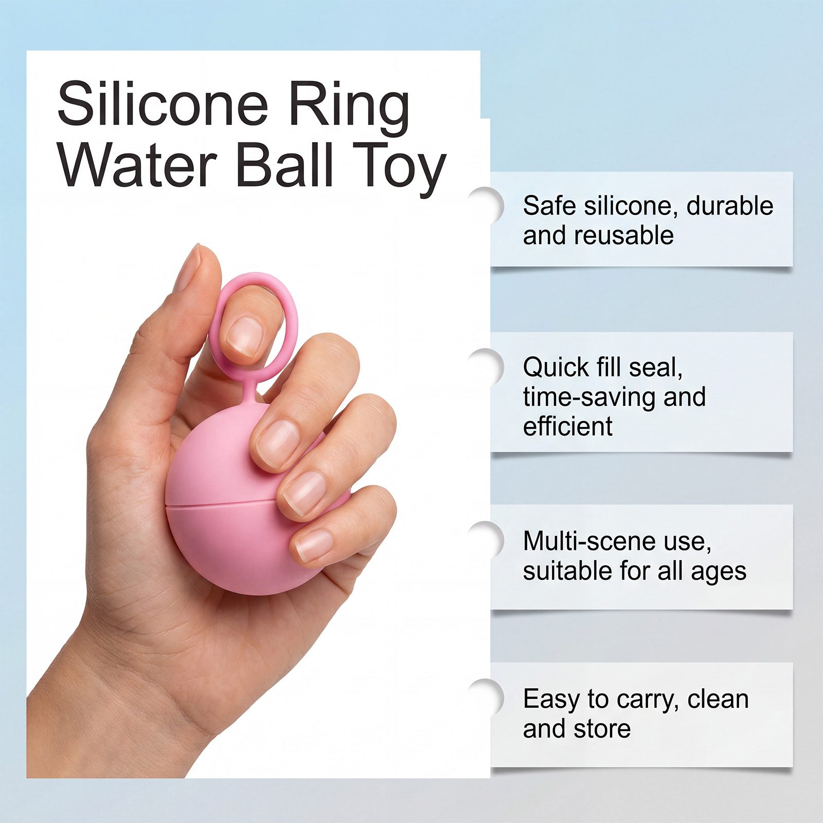 (Rose Red) Silicone Ring Water Ball Toy Summer Water Play Reusable Fun Beach Pool Water Fight Universal For All Scenes