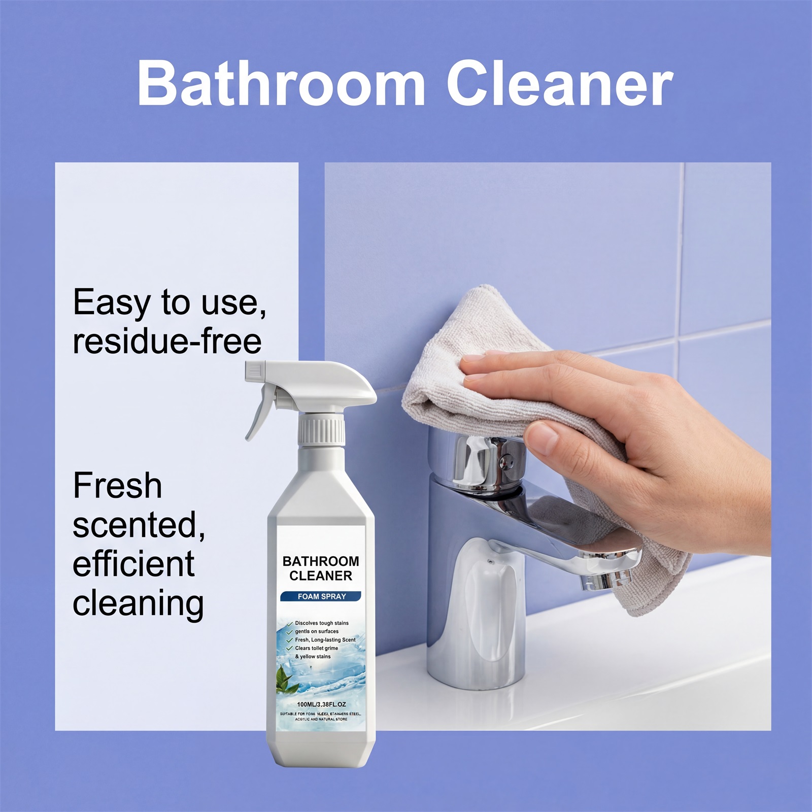 Bathroom Cleaner Multifunctional Easy Spray Daily Remove Stain Refresh Renew Long Fragrance Washroom Toilet