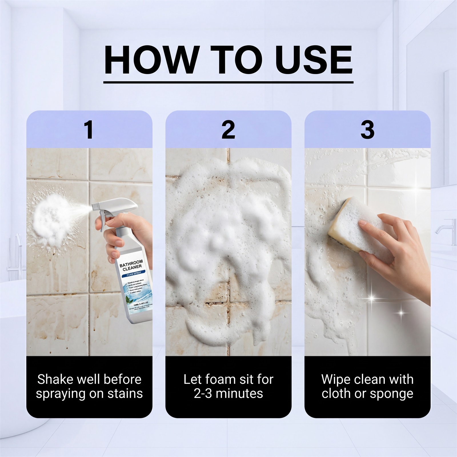Bathroom Cleaner Multifunctional Easy Spray Daily Remove Stain Refresh Renew Long Fragrance Washroom Toilet