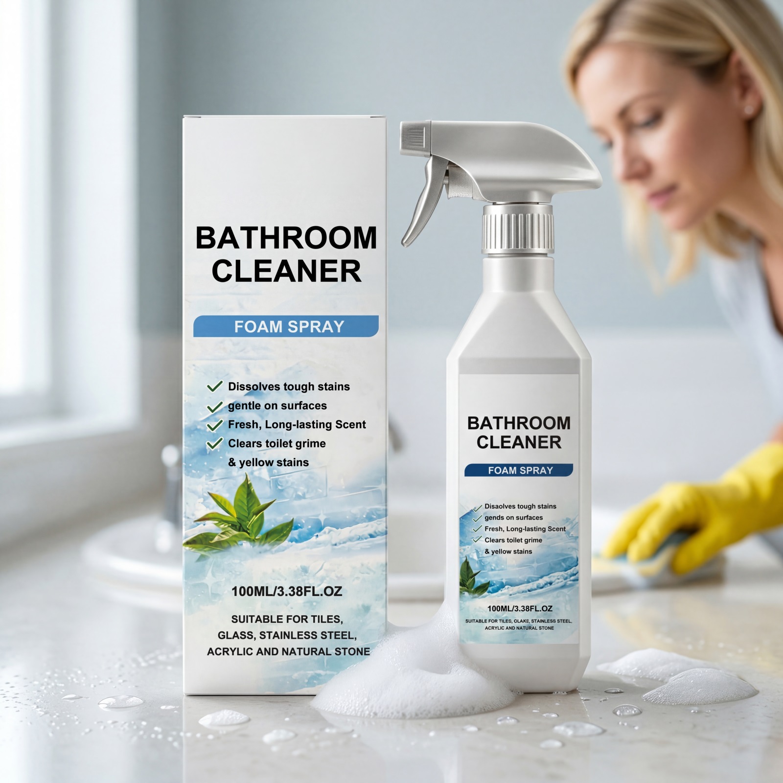 Bathroom Cleaner Multifunctional Easy Spray Daily Remove Stain Refresh Renew Long Fragrance Washroom Toilet