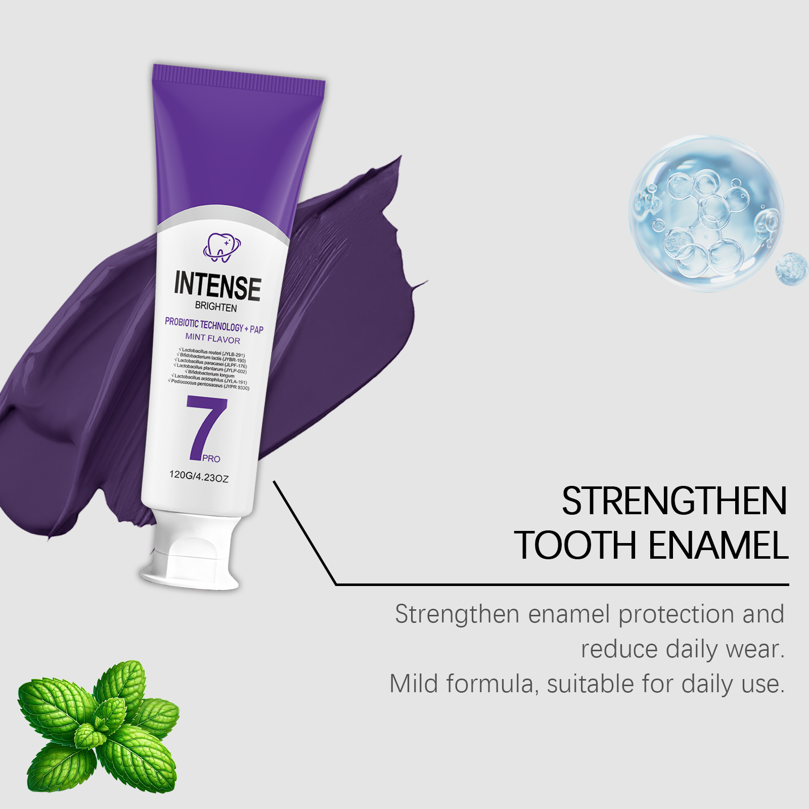 Purify Brighten Stainremove Toothpaste Contain Probiotics Mint Fresh Gentle Fine Foam
