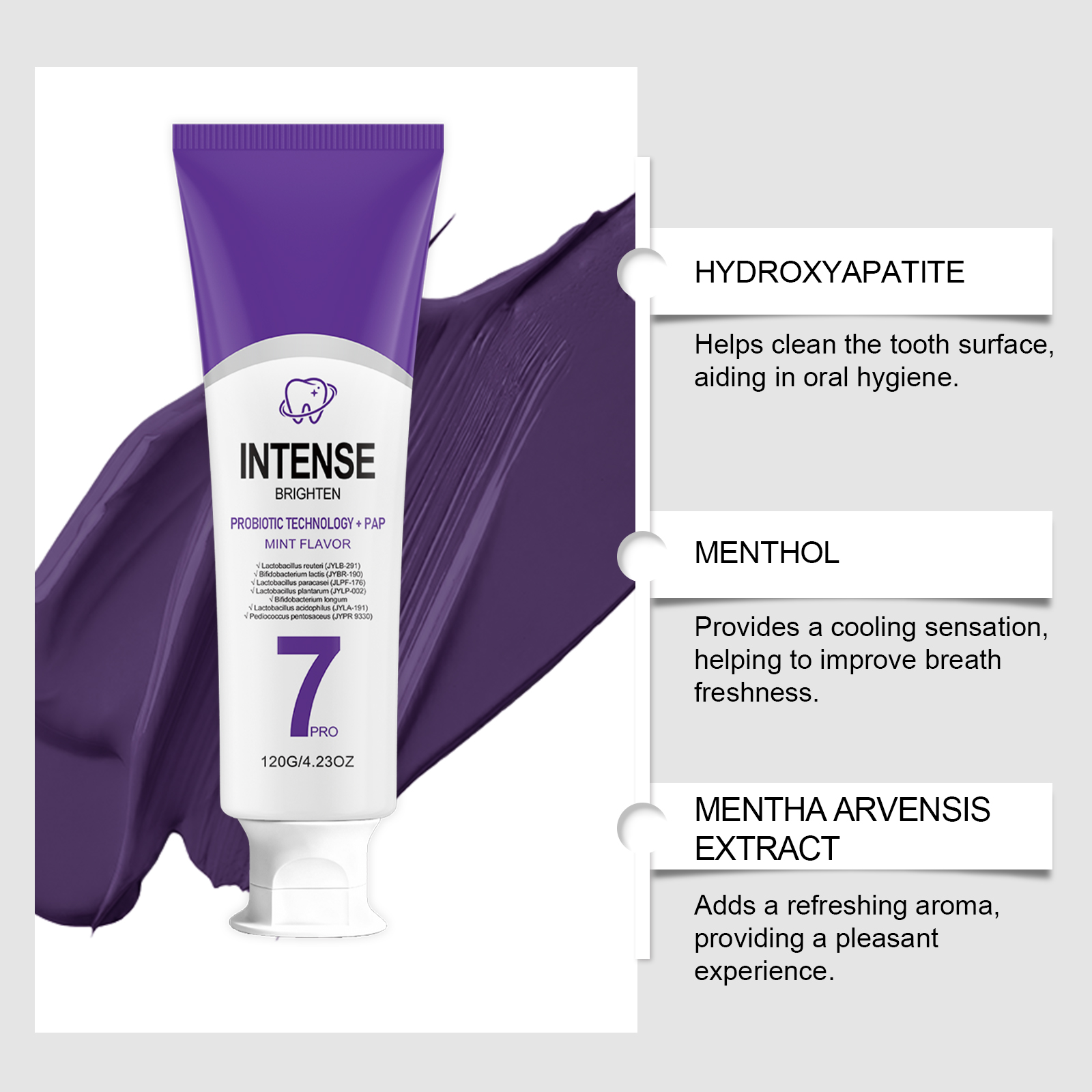 Purify Brighten Stainremove Toothpaste Contain Probiotics Mint Fresh Gentle Fine Foam
