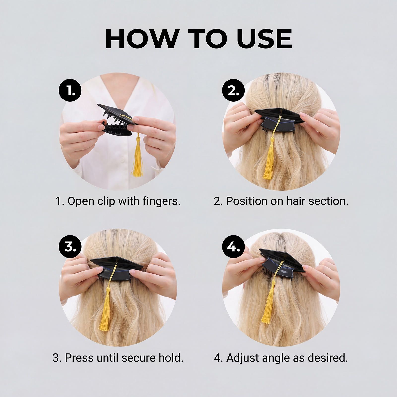 Graduation Cap Hair Claw Ladies Hair Clip Creative Headwear Strong Grip Jaw Clip Secure Styling Graduation Photo Accessory