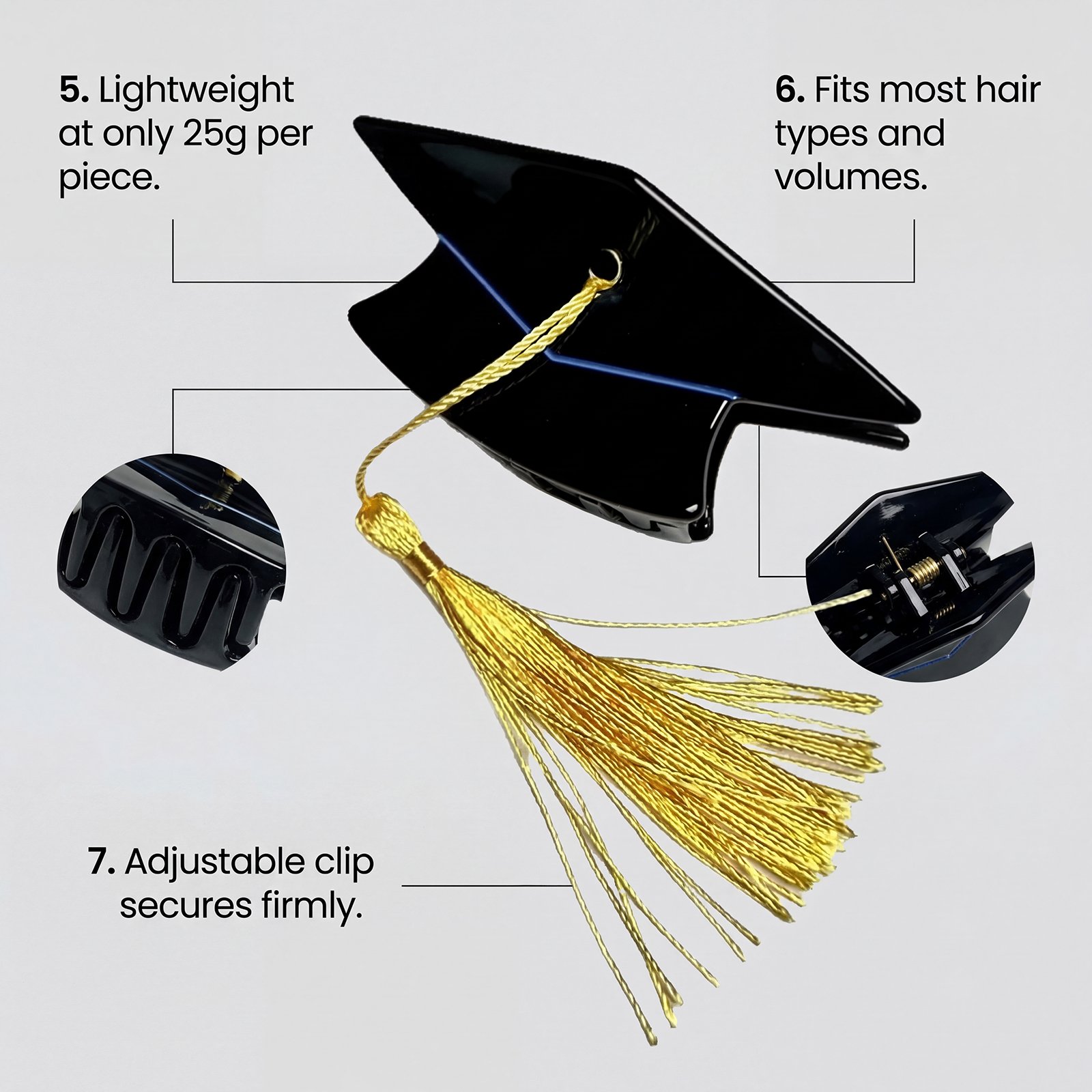 Graduation Cap Hair Claw Ladies Hair Clip Creative Headwear Strong Grip Jaw Clip Secure Styling Graduation Photo Accessory