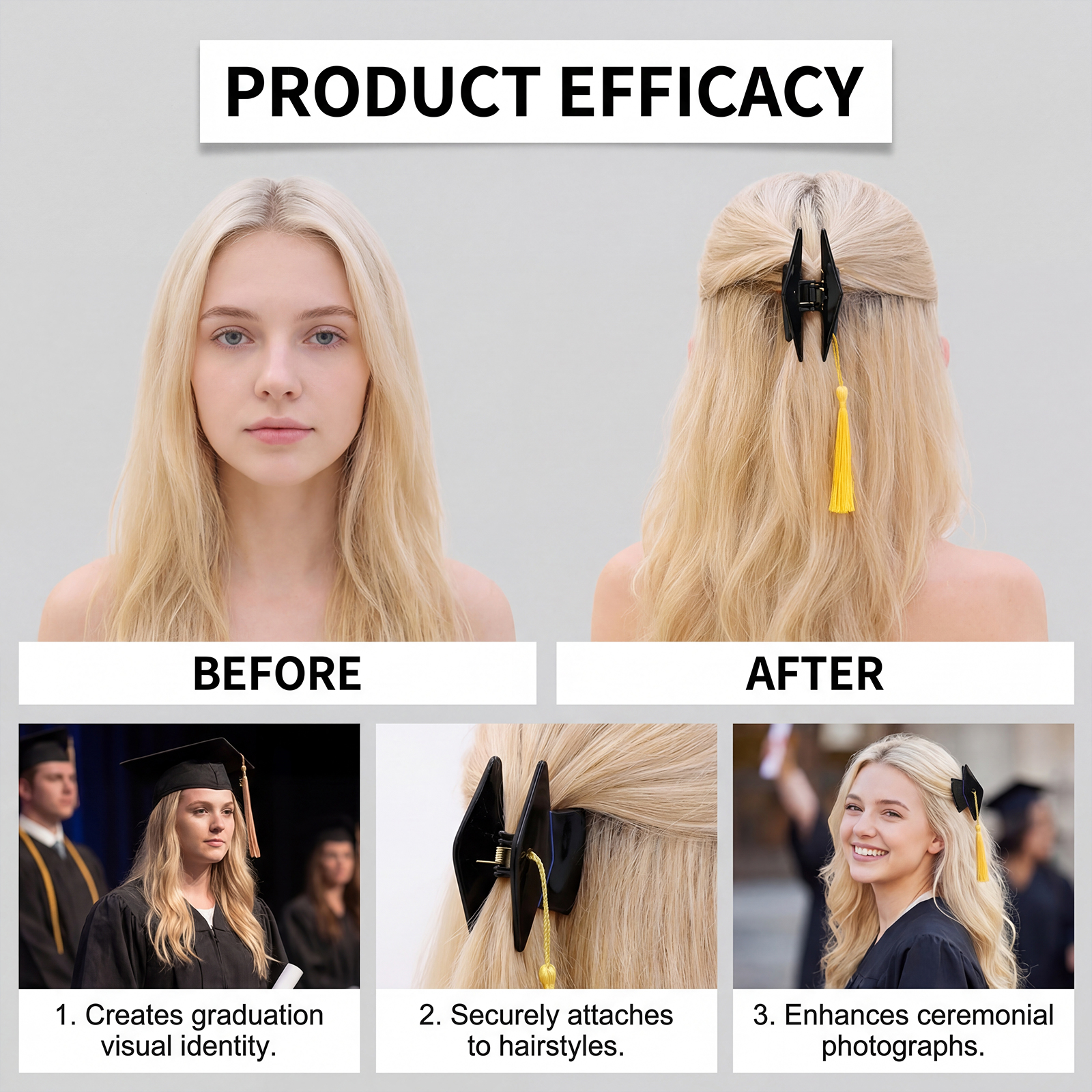 Graduation Cap Hair Claw Ladies Hair Clip Creative Headwear Strong Grip Jaw Clip Secure Styling Graduation Photo Accessory