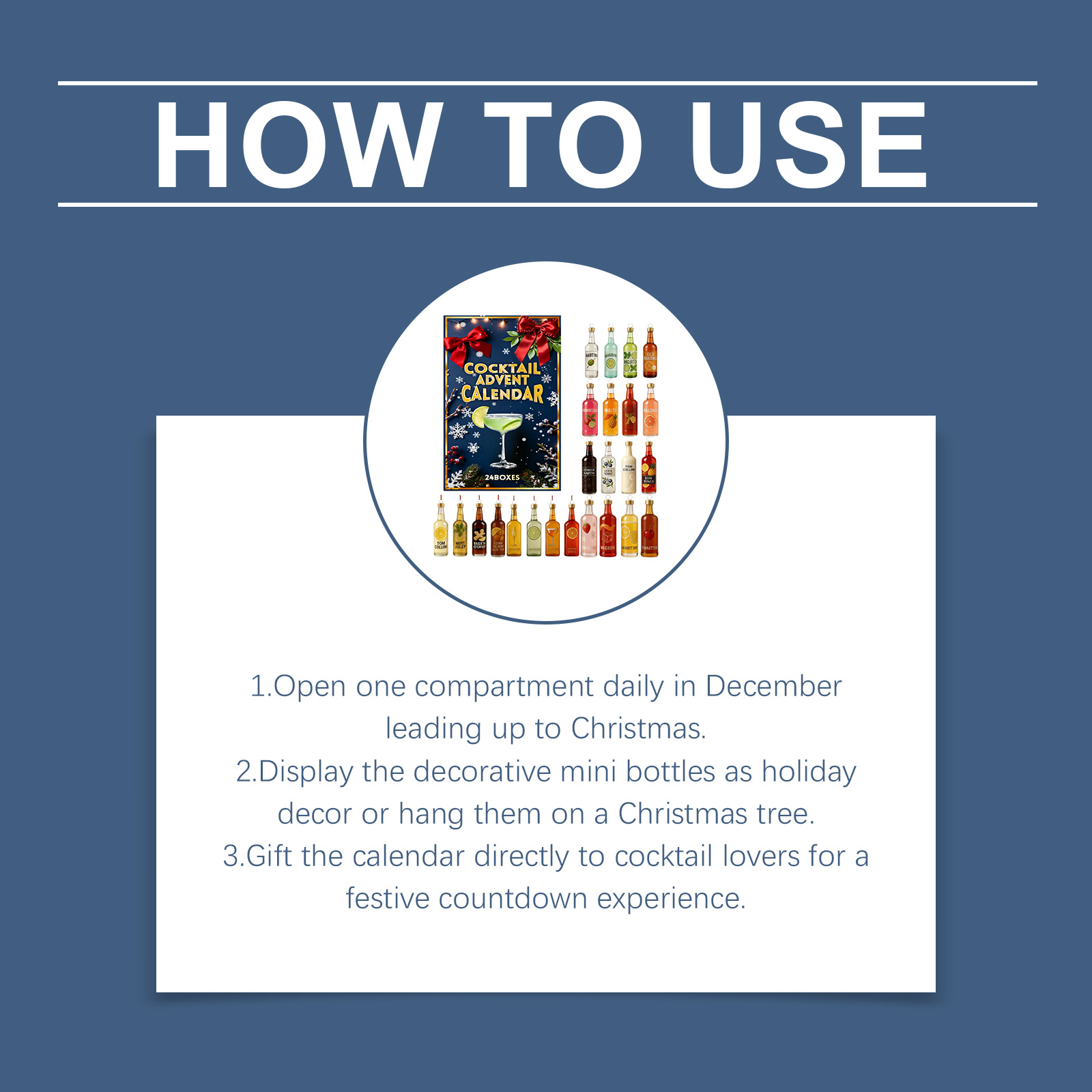 Cocktail Christmas Countdown Calendar 24 Days Countdown Creative Resin Wine Bottle Festival Decor Gift Ornament Present