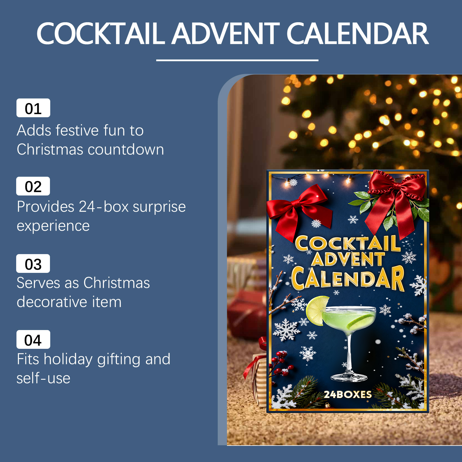 Cocktail Christmas Countdown Calendar 24 Days Countdown Creative Resin Wine Bottle Festival Decor Gift Ornament Present