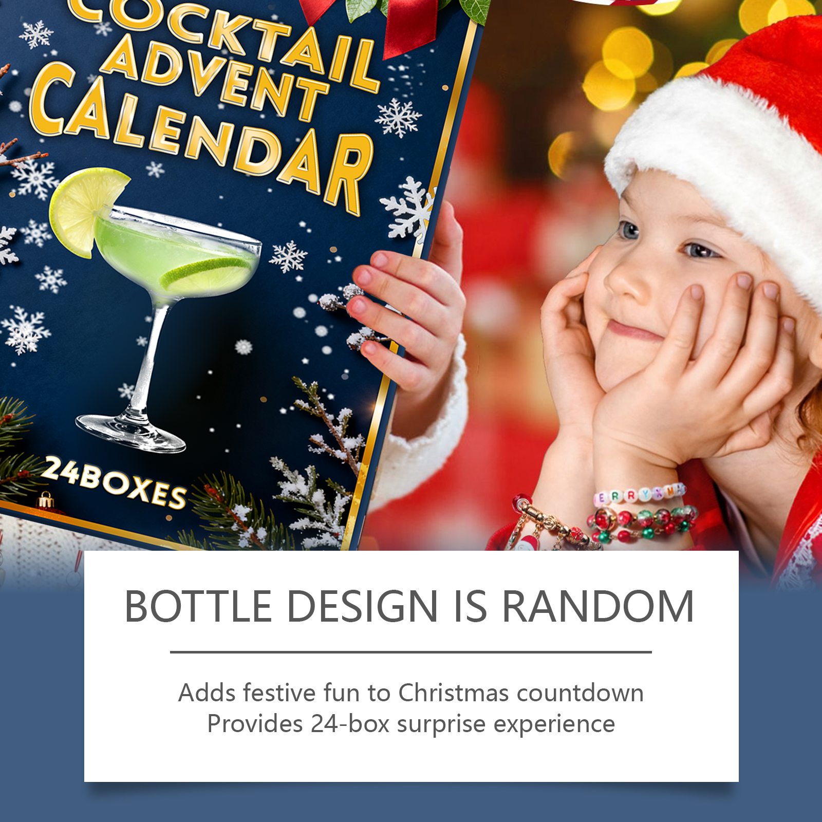 Cocktail Christmas Countdown Calendar 24 Days Countdown Creative Resin Wine Bottle Festival Decor Gift Ornament Present