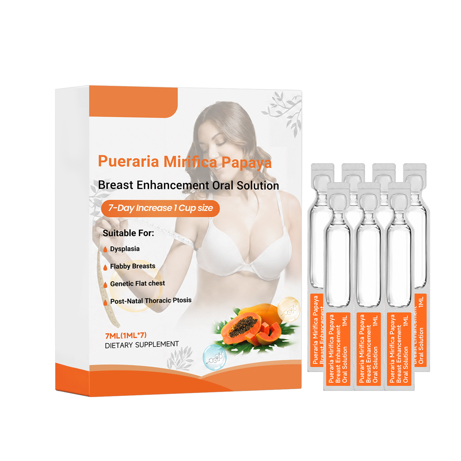 Papaya Oral Solution With Wild Pueraria Papaya Extract Liquid Easy Absorption Female Nourishing Health Care