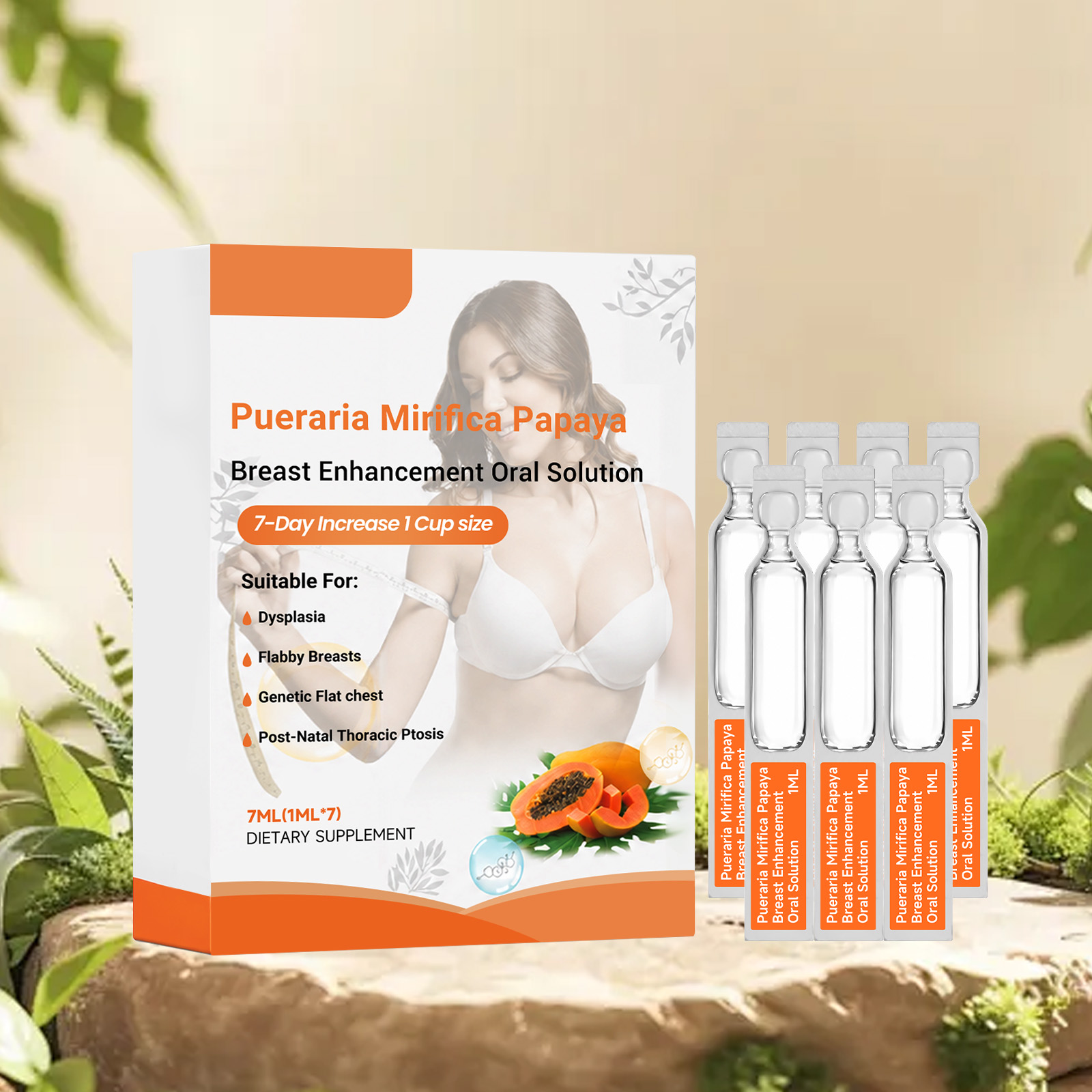 Papaya Oral Solution With Wild Pueraria Papaya Extract Liquid Easy Absorption Female Nourishing Health Care